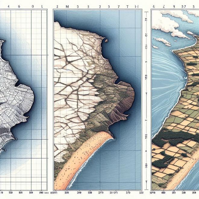 Three scales of coastline